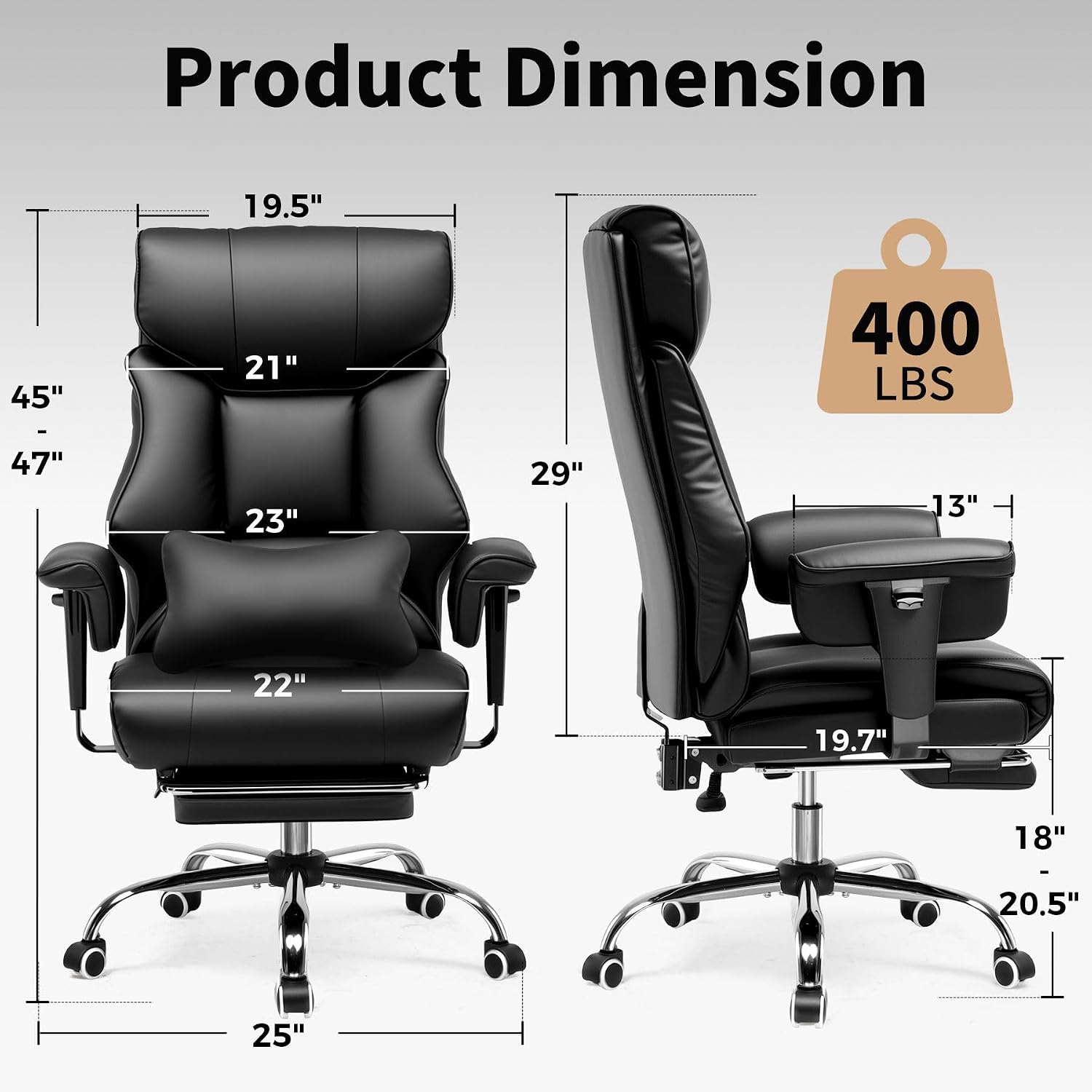 Big & Tall Gaming Chair 400lbs - đánh giá và giá Office Footrest Cushion