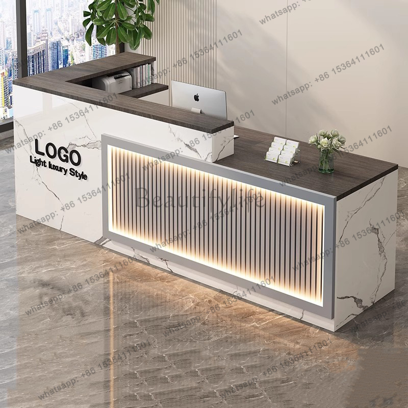 Luxury Simple Reception Desk L - đánh giá và giá Office Furniture Logo