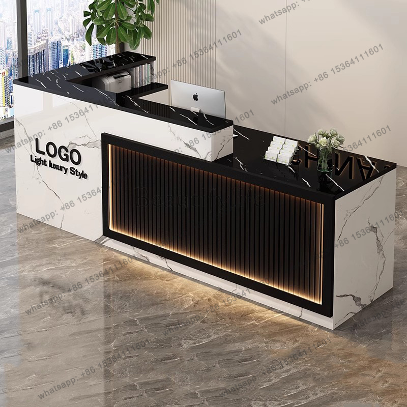 Luxury Simple Reception Desk L - đánh giá và giá Office Furniture Logo