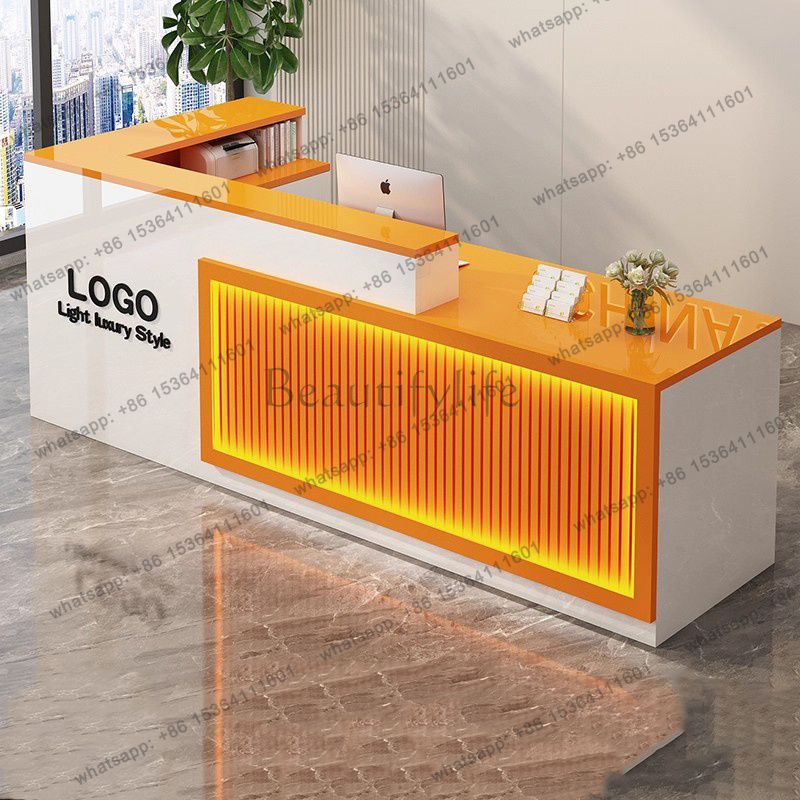 Luxury Simple Reception Desk L - đánh giá và giá Office Furniture Logo